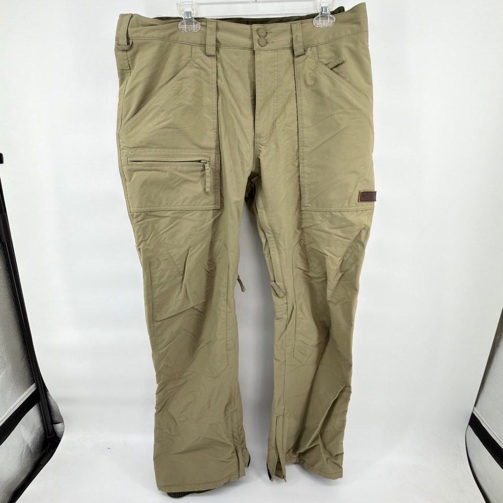 Burton Southside Snow Pants Mens XL Tan Khaki Living Lining 101921 Cargo Ski